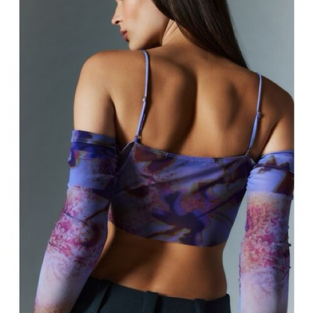Silence + Noise Urban Outfitters Purple Floral Crop Top - Picture 2 of 2